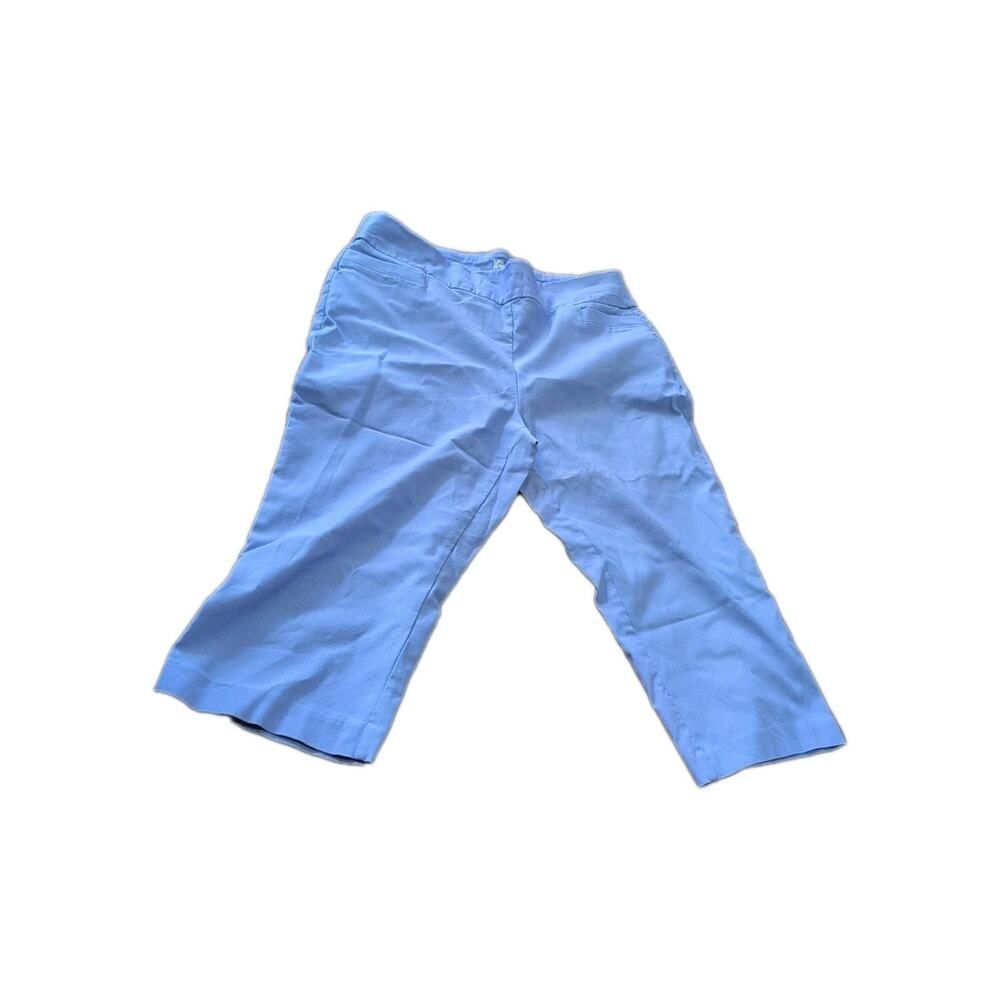 Kim Rogers 14 Petite Capri Tummy Control Light Blue Pull On Pockets
